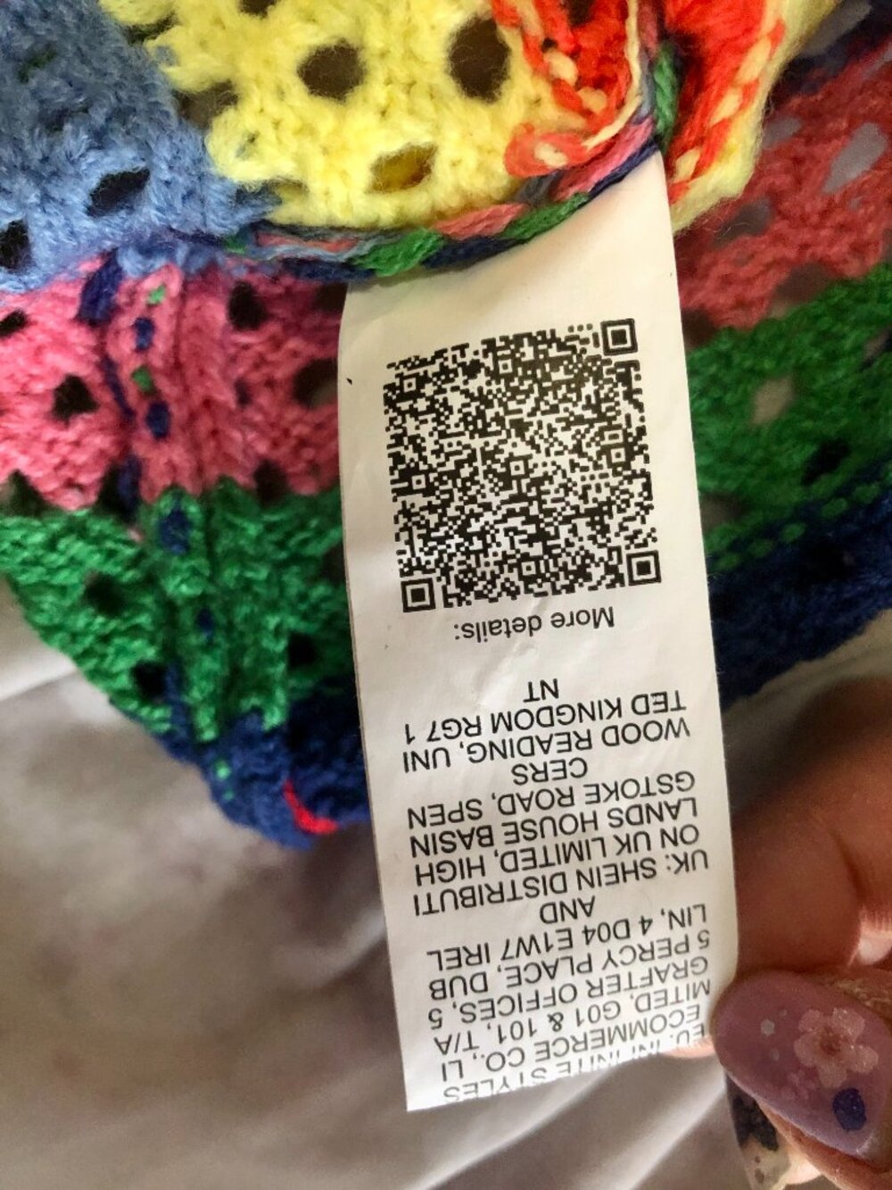 Boho Crochet Mini Dress Cover-Up Beach Size L Stripes Shein Colorful Summer - Picture 15 of 15